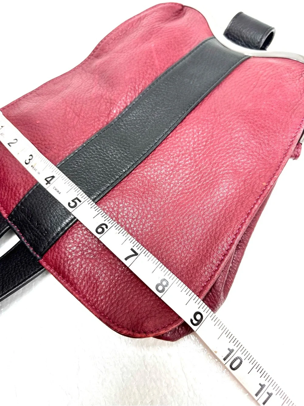 Vintage L.A.M.B. Red and Black Pebbled Leather One Shoulder Sling Back